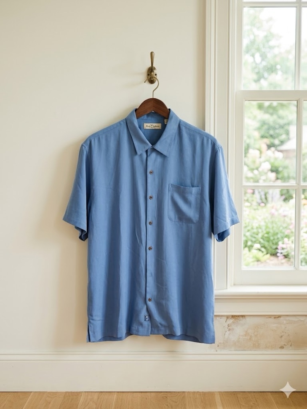 Tommy Bahama Light Blue Herringbone Collared Shirt - Picture 3 of 6